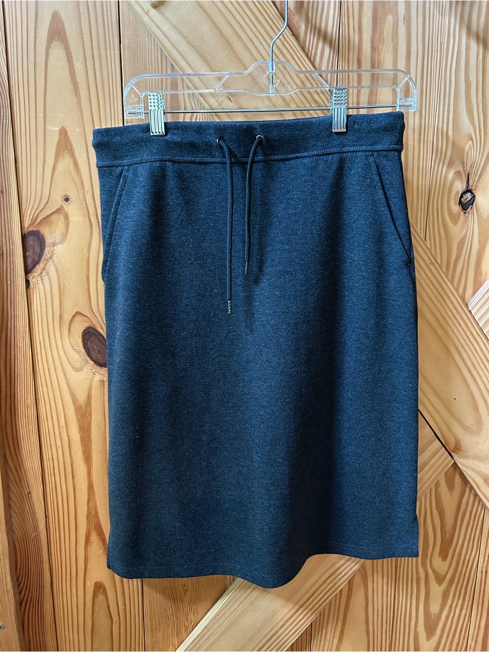 Inherit Clothing Black Midi Pull-On Knit Skirt with Drawstring